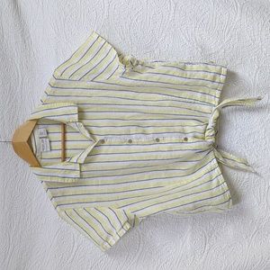 Rachel Zoe 100% Linen short sleeve button down tie shirt, Size XL